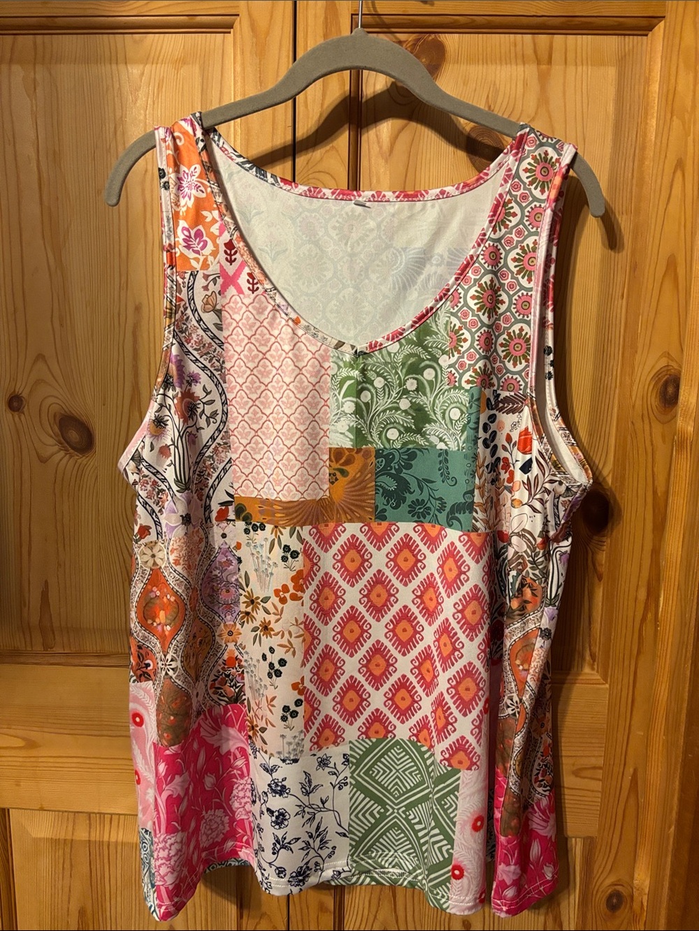 Patchwork Print Sleeveless Tank Top - Multicolor